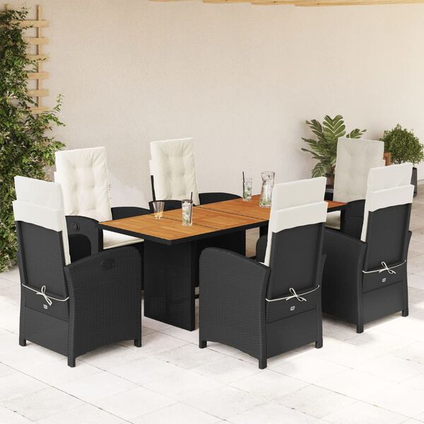 vidaXL 9 Piece Garden Dining Set with Cushions Beige Poly Rattan