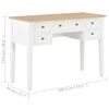 vidaXL Writing Desk White 109.5x45x77.5 cm Wood