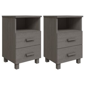 vidaXL Bedside Cabinets HAMAR 2 pcs Light Grey 40x35x62 cm Solid Wood