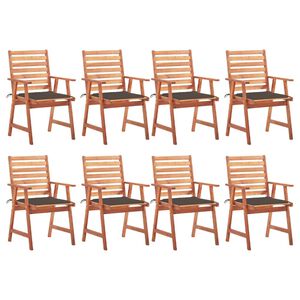 vidaXL Outdoor Dining Chairs 8 pcs with Cushions Solid Acacia Wood