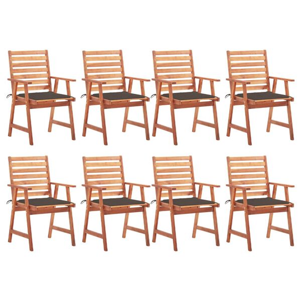 vidaXL Outdoor Dining Chairs 8 pcs with Cushions Solid Acacia Wood