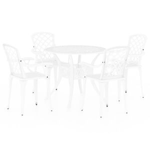 vidaXL 5 Piece Bistro Set Cast Aluminium White