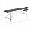 vidaXL 3-Zone Foldable Massage Table Aluminium Black and White