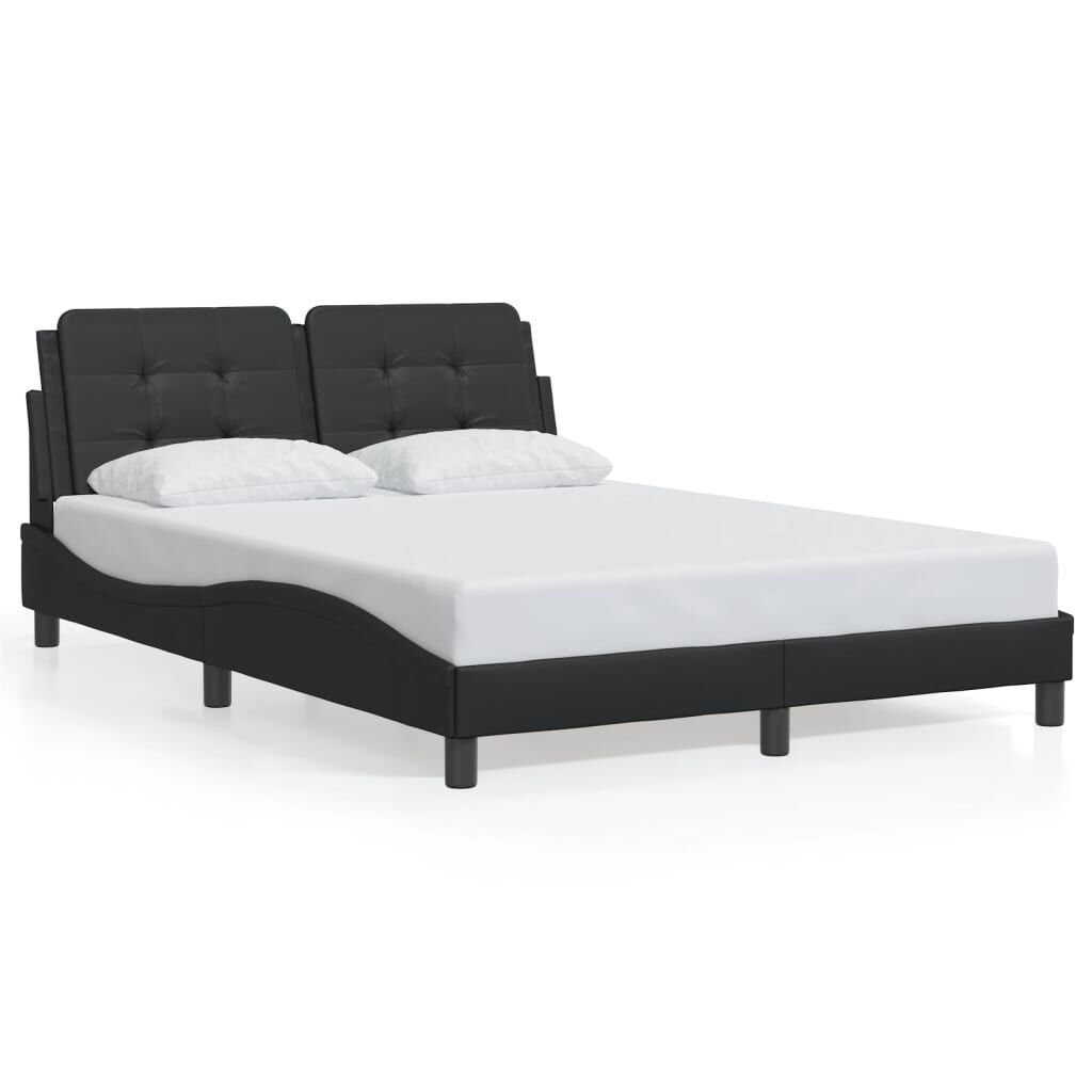 vidaXL Bed Frame with LED without Mattress "Zadar" Black 137x190 cm Double