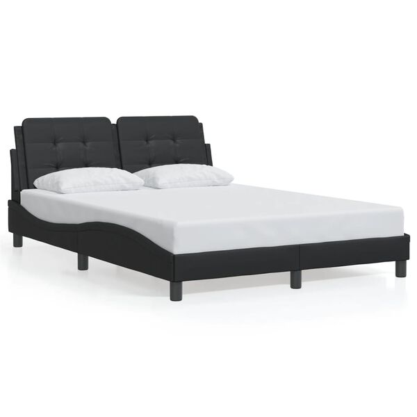 vidaXL Bed Frame with LED without Mattress "Zadar" Black 137x190 cm Double