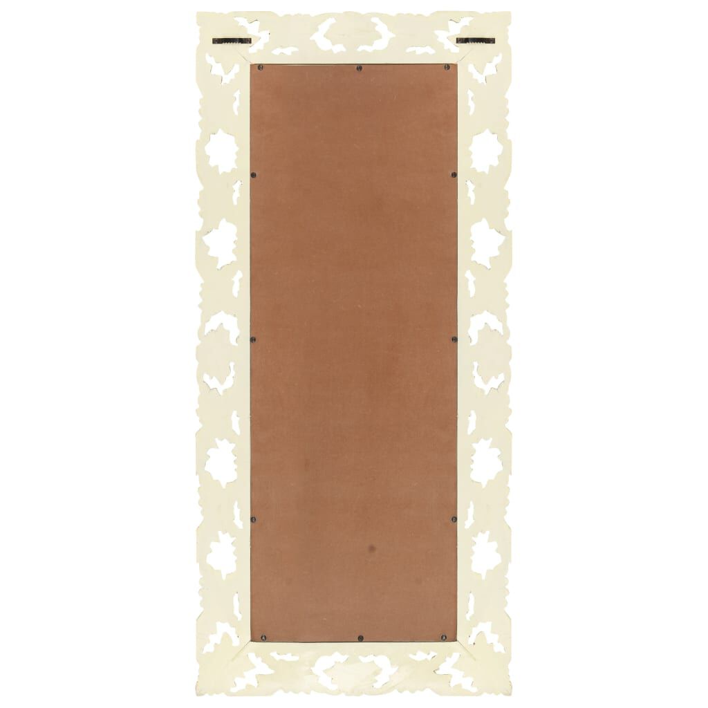 vidaXL Hand Carved Mirror White 110x50 cm Solid Mango Wood