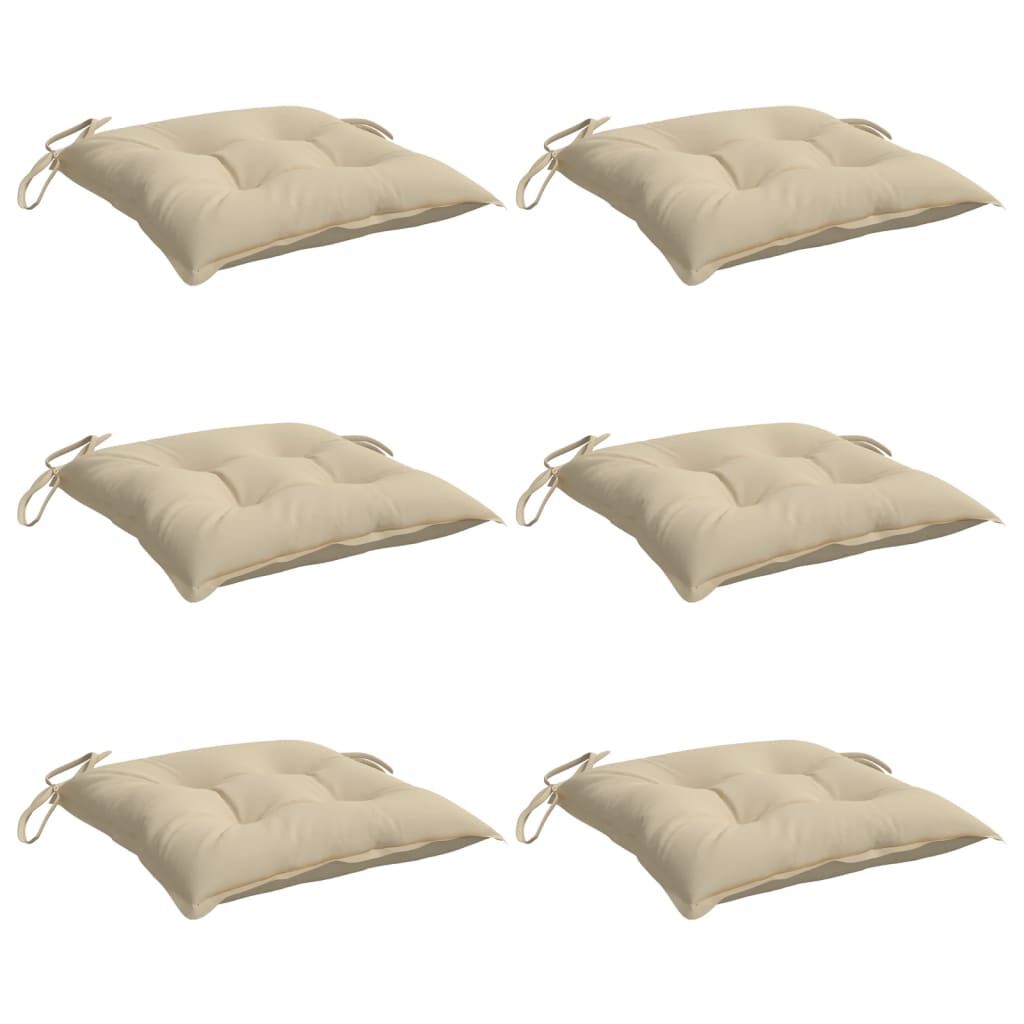 vidaXL Chair Cushions 6 pcs Beige 50x50x7 cm Oxford Fabric