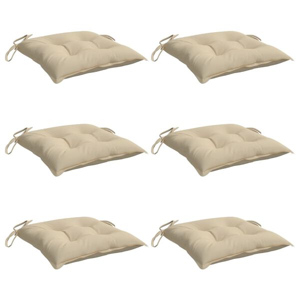 vidaXL Chair Cushions 6 pcs Beige 50x50x7 cm Oxford Fabric