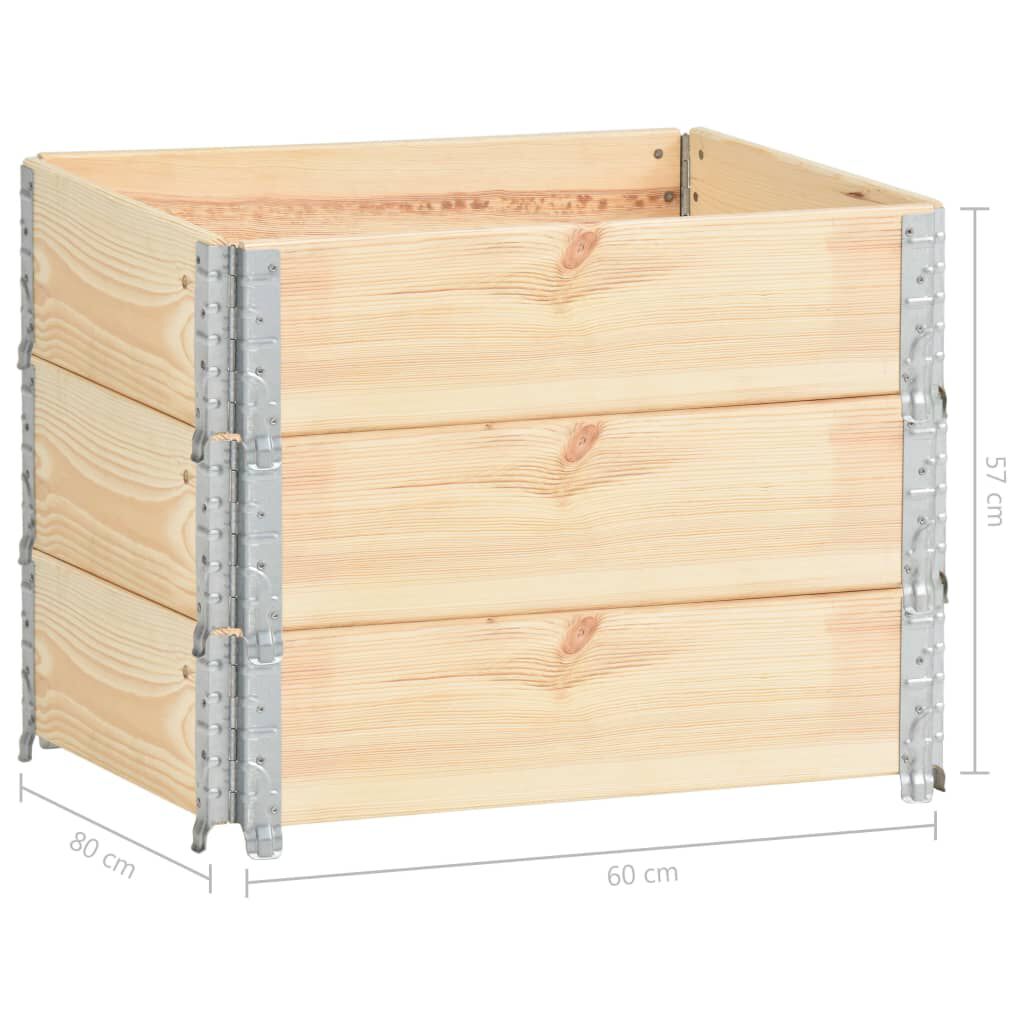 vidaXL Pallet Collars 3 pcs 60x80 cm Solid Pine Wood