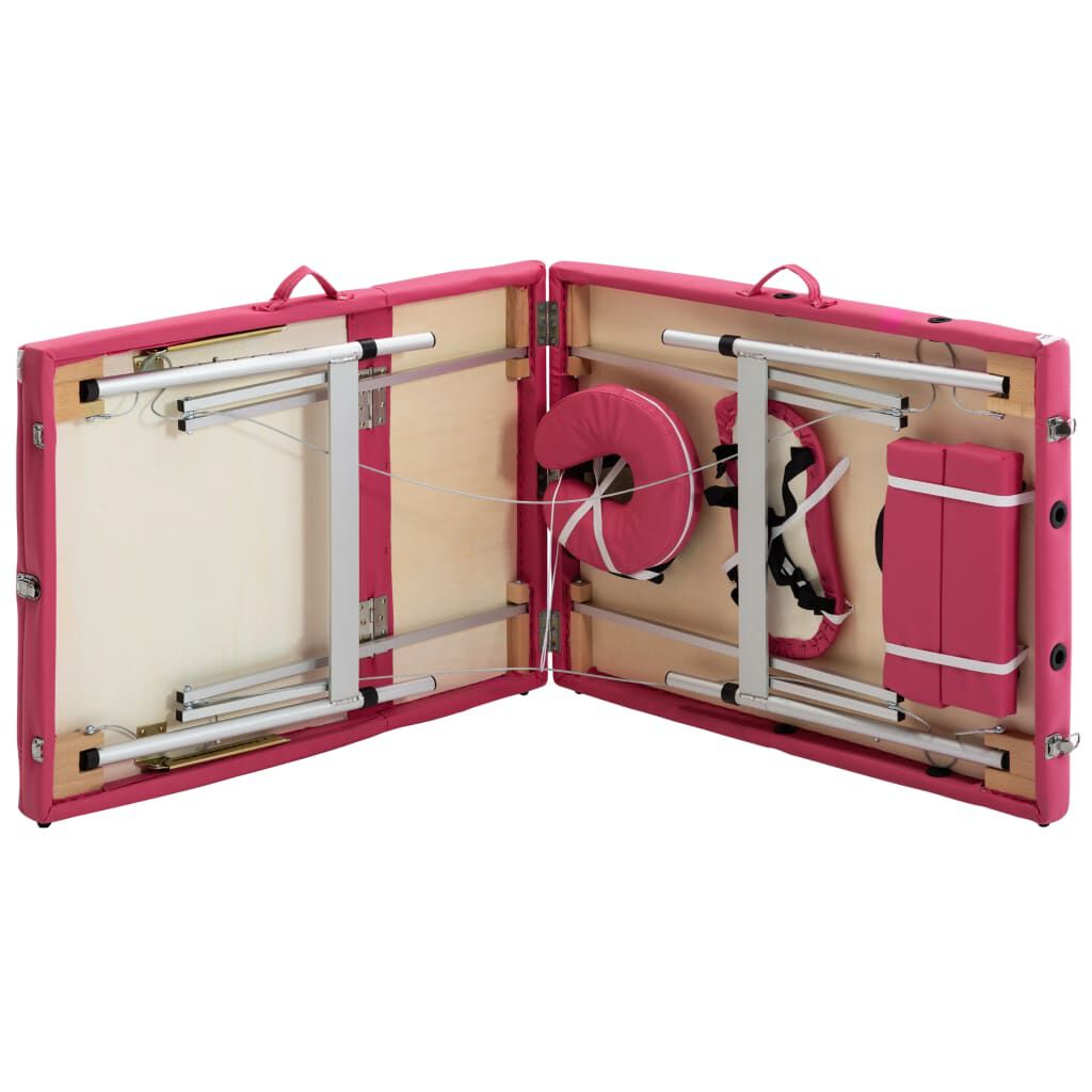 vidaXL Foldable Massage Table 3 Zones Aluminium Pink