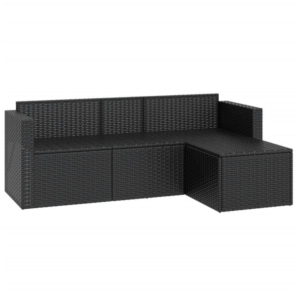 vidaXL Garden Lounge Set Black Poly Rattan