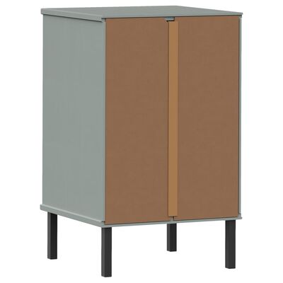 vidaXL Bedside Cabinet with Metal Legs Grey Solid Wood Pine OSLO