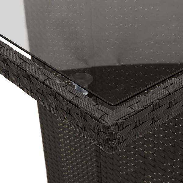 vidaXL Garden Table with Glass Top Black 190x80x75 cm Poly Rattan