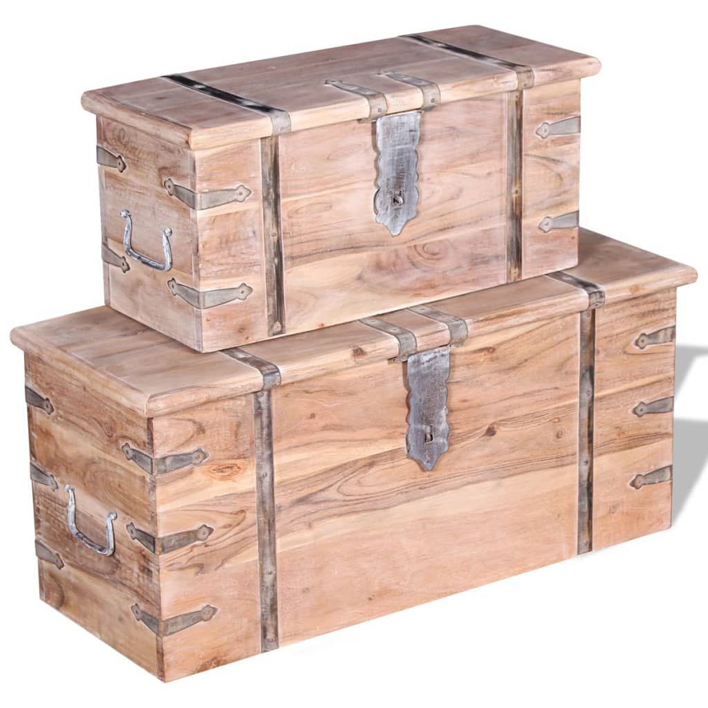 vidaXL Two Piece Storage Chest Set Acacia Wood
