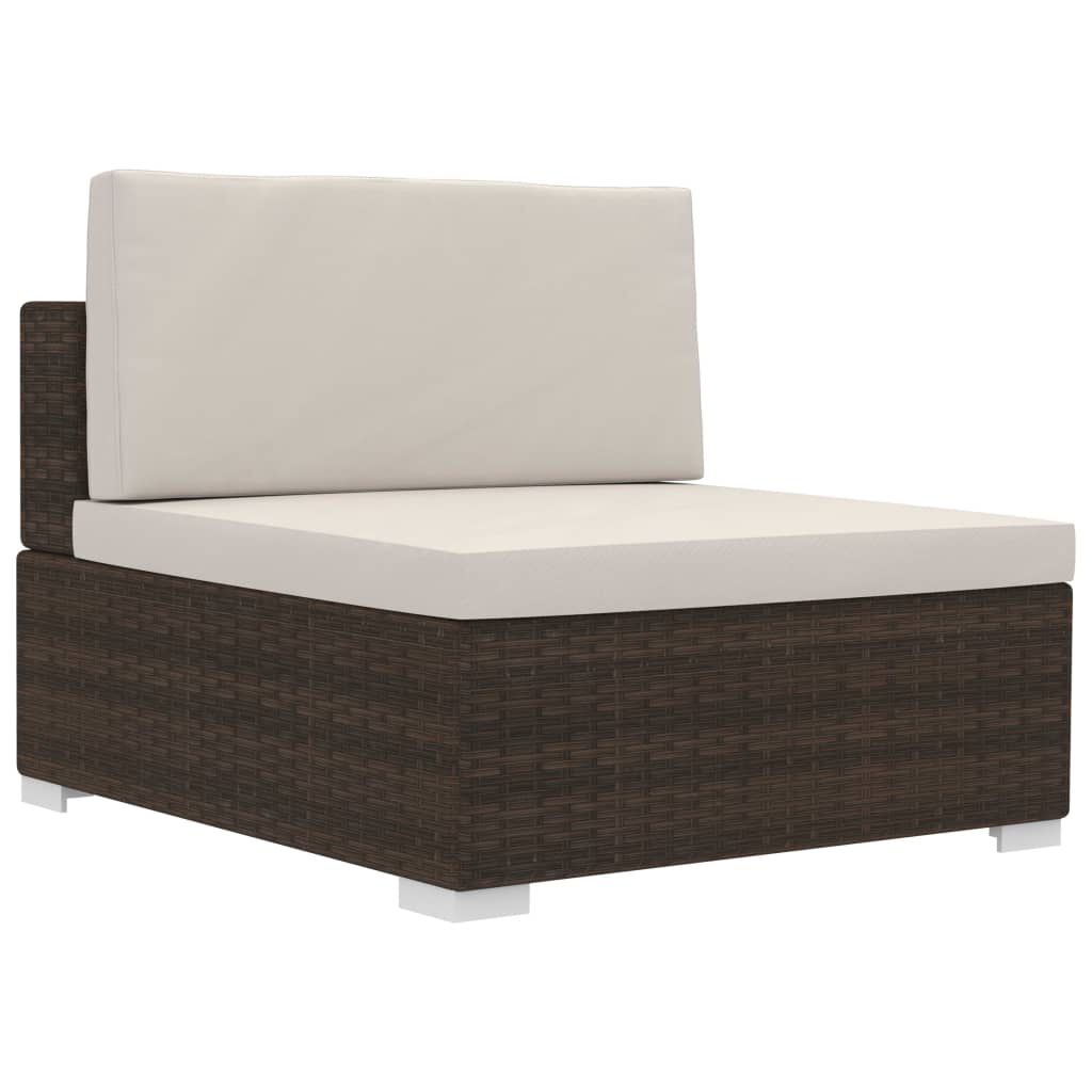 vidaXL 4 Piece Garden Sofa Set with Cushions Poly Rattan Brown