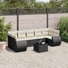 vidaXL 8 Piece Garden Sofa Set with Cushions Black Poly Rattan