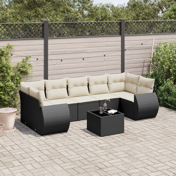 vidaXL 8 Piece Garden Sofa Set with Cushions Black Poly Rattan