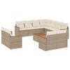 vidaXL 12 Piece Garden Sofa Set with Cushions Beige Poly Rattan