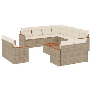 vidaXL 12 Piece Garden Sofa Set with Cushions Beige Poly Rattan