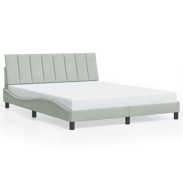 vidaXL Bed Frame without Mattress "Hanko" Light Grey 152x203 cm Queen Velvet
