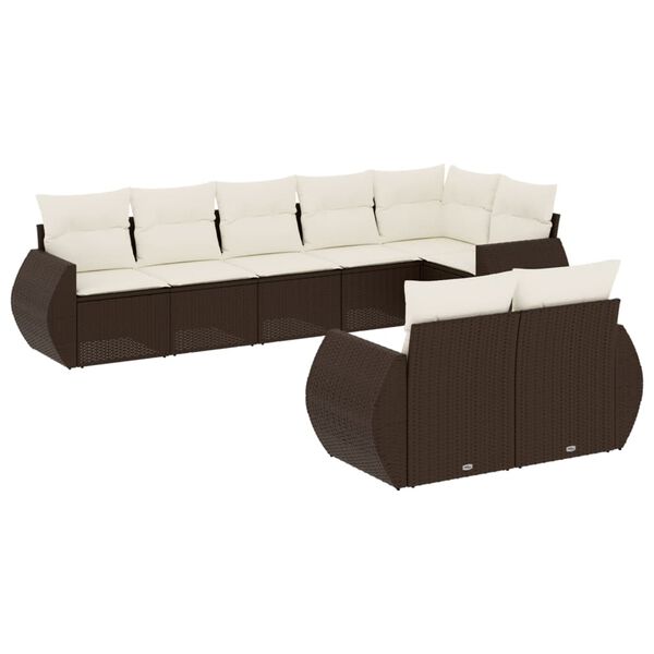 vidaXL 8 Piece Garden Sofa Set with Cushions Brown Poly Rattan