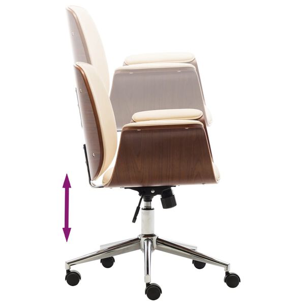 vidaXL Office Chair Cream Bent Wood and Faux Leather