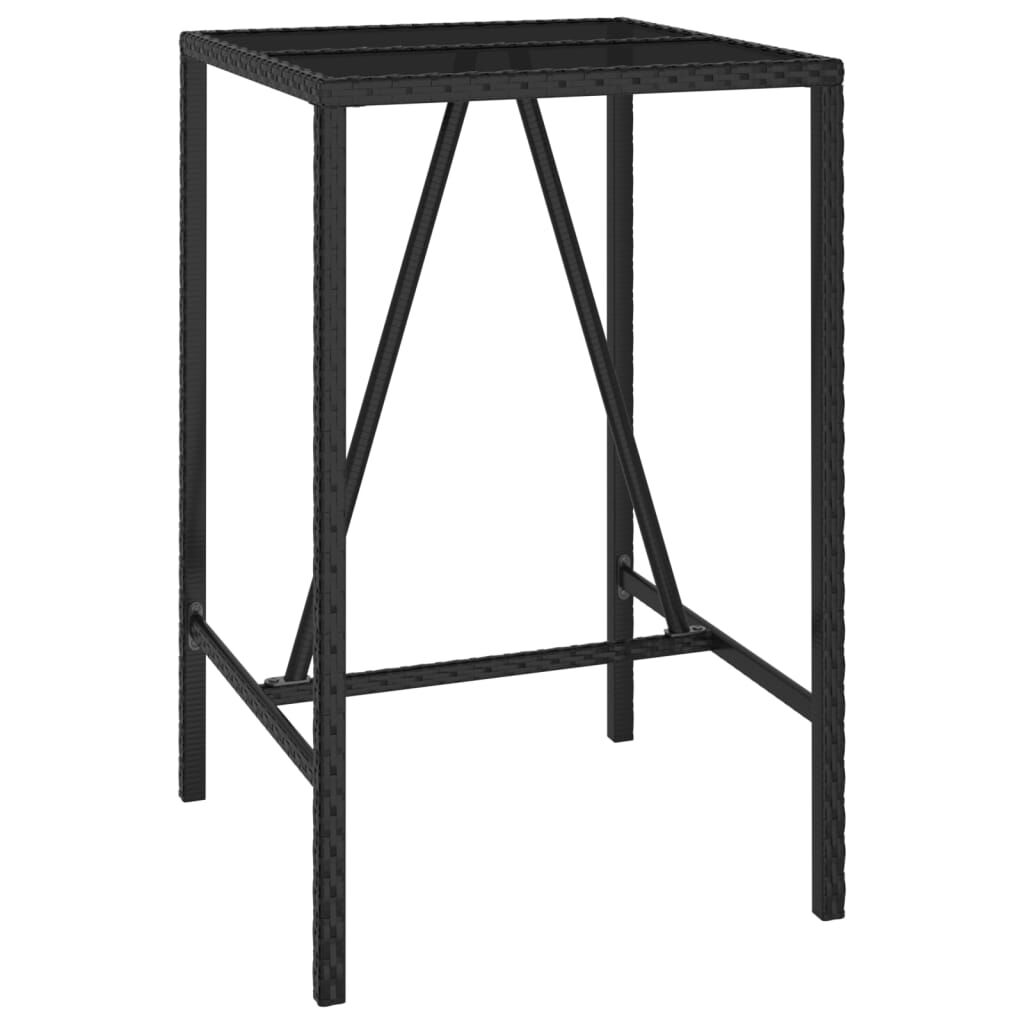 vidaXL 3 Piece Garden Bar Set Black Poly Rattan
