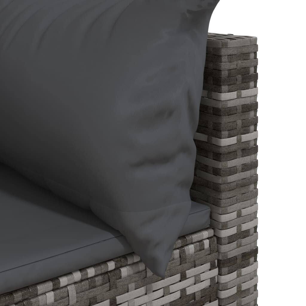 vidaXL Garden Corner Sofa with Cushions Grey Poly Rattan