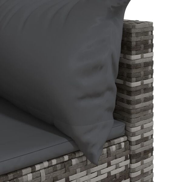 vidaXL Garden Corner Sofa with Cushions Grey Poly Rattan