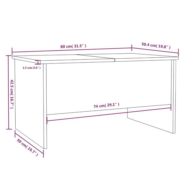 vidaXL Coffee Table Black 80x50x42.5 cm Engineered Wood