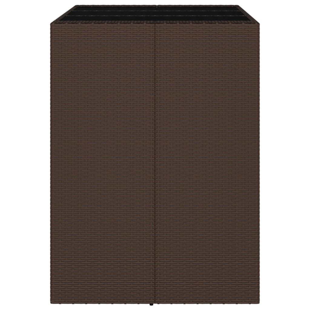 vidaXL Bar Table with Glass Top Brown 105x80x110 cm Poly Rattan