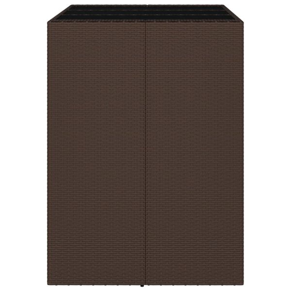 vidaXL Bar Table with Glass Top Brown 105x80x110 cm Poly Rattan