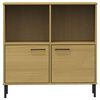 vidaXL Bookcase with Metal Legs Brown 90x35x90.5 cm Solid Wood OSLO