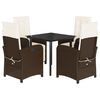 vidaXL 5 Piece Garden Dining Set with Cushions Brown Poly Rattan
