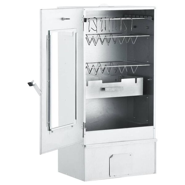 vidaXL BBQ Oven Smoker with Wood Chips 44.5x29x110 cm Galvanised steel