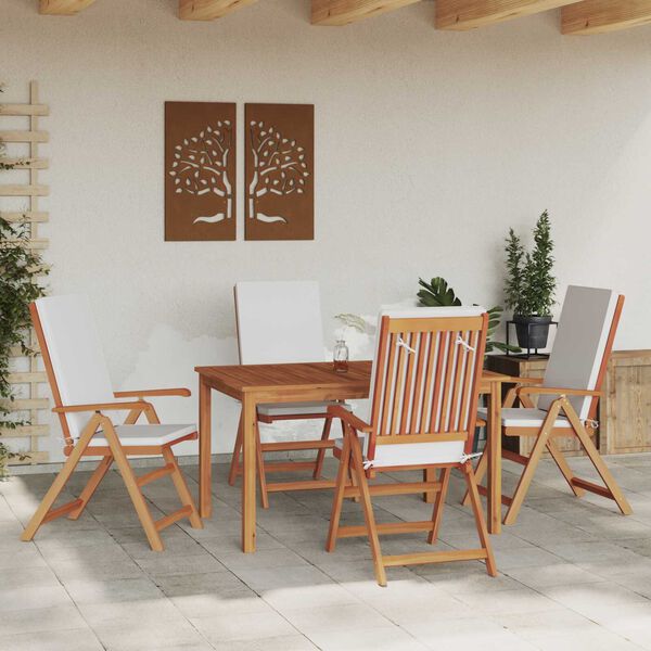 vidaXL Reclining Garden Chairs with Cushions 4 pcs Solid Teak Wood