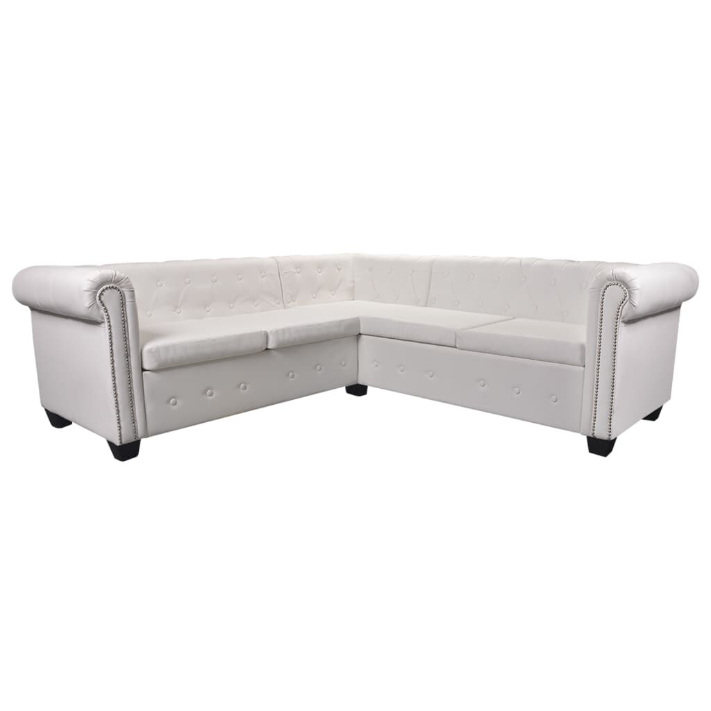 vidaXL Chesterfield Corner Sofa 5-Seater White Faux Leather