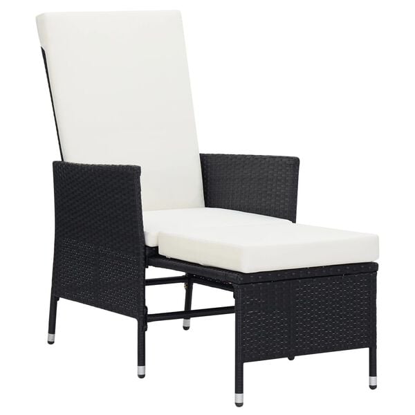 vidaXL 3 Piece Garden Lounge Set with Cushions Poly Rattan Black