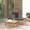 vidaXL 3 Piece Garden Lounge Set with Dark Grey Cushions Bamboo