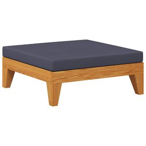 vidaXL Sectional Footrest with Dark Grey Cushion Solid Acacia Wood