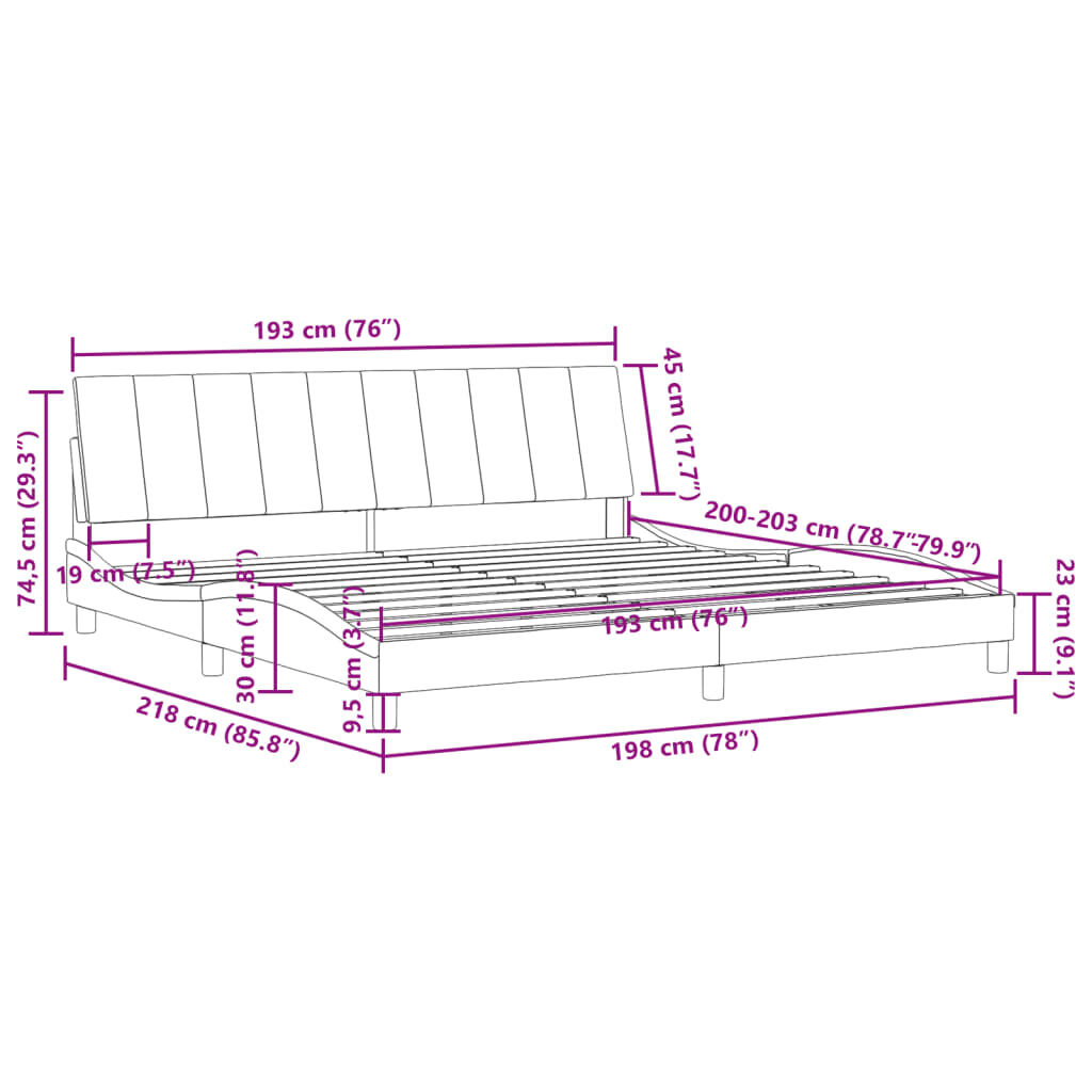 vidaXL Bed Frame without Mattress Light Grey 193x203 cm Velvet