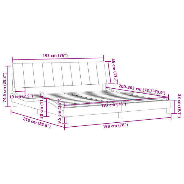 vidaXL Bed Frame without Mattress "Hanko" Light Grey 193x203 cm Velvet