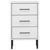 vidaXL Bedside Cabinet with Metal Legs White Solid Wood Pine OSLO