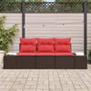 vidaXL Sofa Set with Cushion 3 pcs Brown Poly Rattan