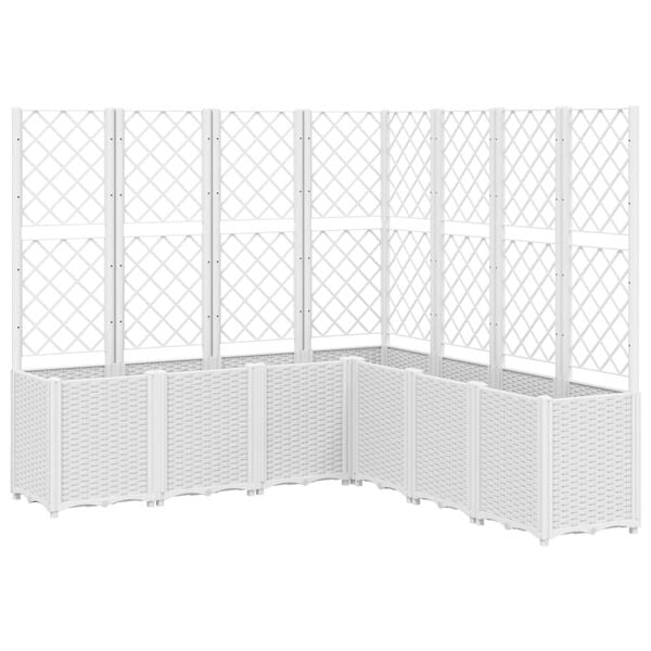 vidaXL Garden Planter with Trellis White 160x160x140 cm PP