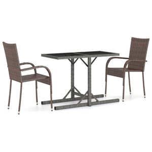 vidaXL 3 Piece Garden Dining Set Brown