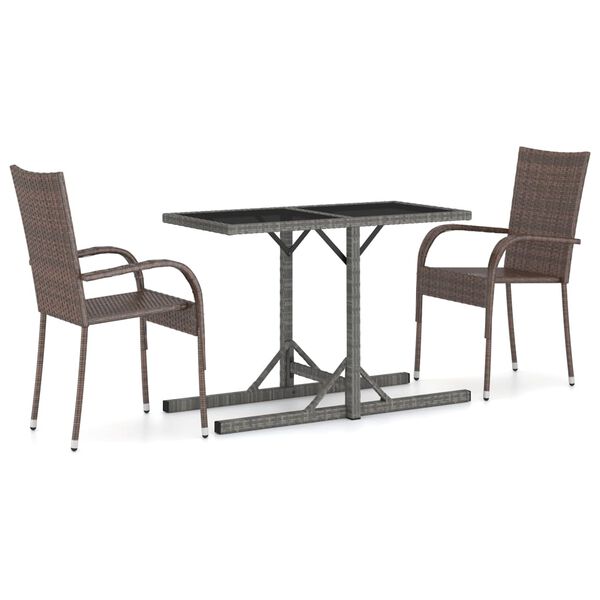 vidaXL 3 Piece Garden Dining Set Brown