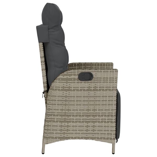 vidaXL Reclining Garden Chair with Footrest Grey Poly Rattan