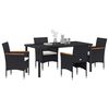 vidaXL Garden Dining Set with Cushion 5 pcs Black Poly Rattan