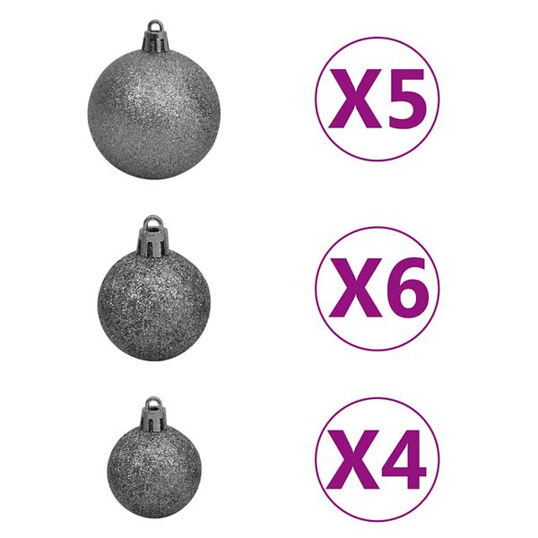 vidaXL Artificial Hinged Christmas Tree 150 LEDs & Ball Set 120 cm